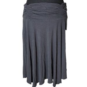 OM GROWN Charcoal Grey Danielle Skirt Thick Ruched Waistband Raw Hem Size Large